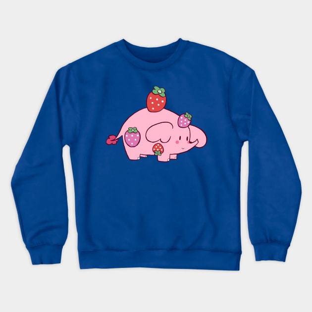 Strawberry Elephant Crewneck Sweatshirt by saradaboru